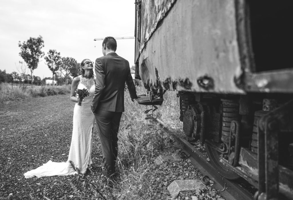 fotoshoot op trein trouw